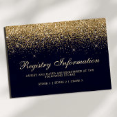 金ゴールド紙吹雪ネイビー結婚ブルーのレジストリ エンクロージャーカード