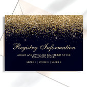 金ゴールド紙吹雪ネイビー結婚ブルーのレジストリ エンクロージャーカード
