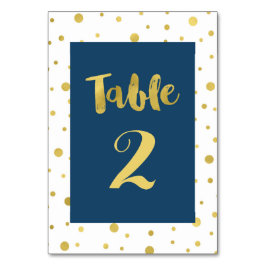 金ゴールド紙吹雪ネイビ結婚ーのテーブル番号カード テーブルナンバー