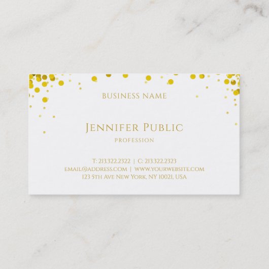 金ゴールド紙吹雪ハンドスクリプト文字エレガントテンプレート 名刺 (裏面)