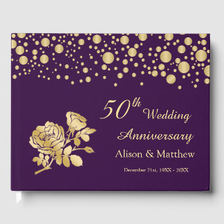金ゴールド紙吹雪バラ結婚50周年記念 ゲストブック