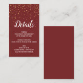 金ゴールド紙吹雪バーガンディ詳細挿入カード エンクロージャーカード (正面/裏面)