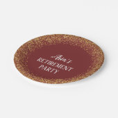 金ゴールド紙吹雪バーガンディ退職パーティープレート ペーパープレート (アングル)