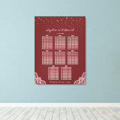 金ゴールド紙吹雪バーグンディ結婚レースのシーティングチャート キャンバスプリント (インサイチュ (ウッドフロア))