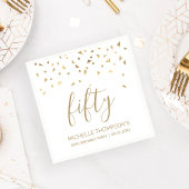 金ゴールド紙吹雪パーソナライズされた50th誕生日パーティー スタンダードカクテルナプキン