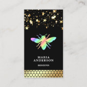 金ゴールド紙吹雪ビーハイブレインボーハニービーキーパー 名刺 (正面)