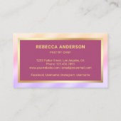 金ゴールド紙吹雪ピンクウィスクペストリーシェフベーカリー 名刺 (裏面)