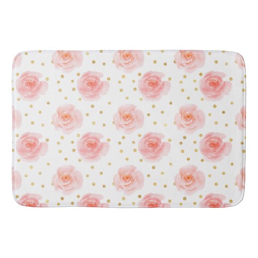 金ゴールド紙吹雪ピンクウォーターのカラーバラ バスマット (正面)