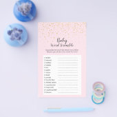 金ゴールド紙吹雪ピンクシャワーベビーワードスクランブルゲーム チラシ (シングル)