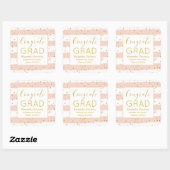 金ゴールド紙吹雪ピンクストライプズ卒業 スクエアシール (シート)