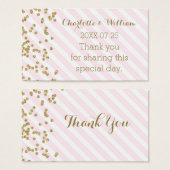 金ゴールド紙吹雪ピンクストライプ結婚式の引き出物ラベル (正面&裏面)