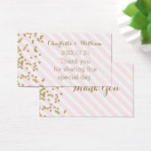 金ゴールド紙吹雪ピンクストライプ結婚式の引き出物ラベル (デスク)