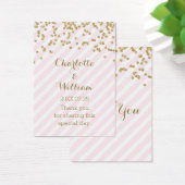 金ゴールド紙吹雪ピンクストライプ結婚式の引き出物ラベル (デスク)