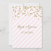 金ゴールド紙吹雪ピンクストライプ結婚式招待状 招待状 (正面)