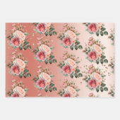 金ゴールド紙吹雪ピンクローズフローラブライダルシャワー ラッピングペーパーシート (正面)