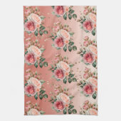 金ゴールド紙吹雪ピンクローゼスフローラ キッチンタオル (縦)