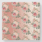 金ゴールド紙吹雪ピンクローゼスフローラ ストーンコースター (正面)