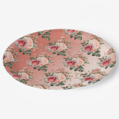 金ゴールド紙吹雪ピンクローゼスフローラ ペーパープレート (アングル)