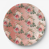 金ゴールド紙吹雪ピンクローゼスフローラ ペーパープレート (正面)
