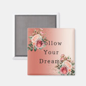 金ゴールド紙吹雪ピンクローゼスフローラ マグネット (正面/裏面)