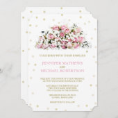 金ゴールド紙吹雪ピンクローゼバビーズブレスリー 招待状 (正面/裏面)