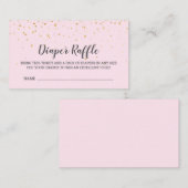 金ゴールド紙吹雪ピンク赤ちゃんシャワーおむつラッフル エンクロージャーカード (正面/裏面)