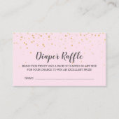 金ゴールド紙吹雪ピンク赤ちゃんシャワーおむつラッフル エンクロージャーカード (正面)