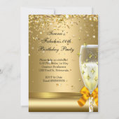 金ゴールド紙吹雪ファブルシャンパンヒール誕生日 招待状 (裏面)
