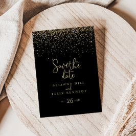 金ゴールド紙吹雪ファンシースクリプト日付はがきを保存 ポストカード