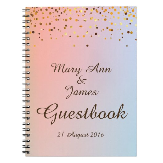 金ゴールド紙吹雪フェイクフォイルイエローゲスト ノートブック (正面)