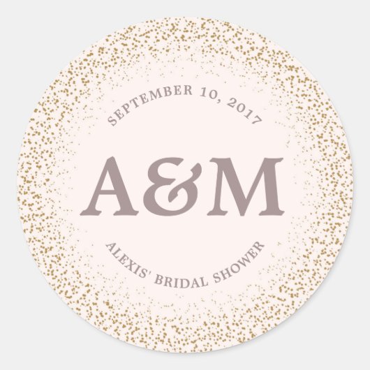 金ゴールド紙吹雪ブライダルシャワーお気に入りシール ラウンドシール (正面)