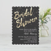 金ゴールド紙吹雪ブライダルシャワースクリプトグレー 招待状 (スタンド正面)