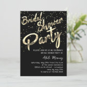 金ゴールド紙吹雪ブライダルシャワースクリプト白黒 招待状 (スタンド正面)