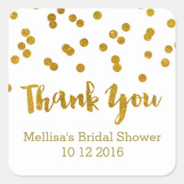 金ゴールド紙吹雪ブライダルシャワーメッセージカード スクエアシール