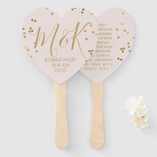 金ゴールド紙吹雪ブライダル赤面ウェディングパーティハンドファン ハンドファン (正面&裏面)