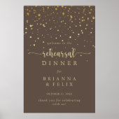 金ゴールド紙吹雪ブラウンリハーサルディナーウェルカム ポスター (正面)
