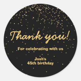 金ゴールド紙吹雪ブラックサークル誕生日ありがとう ラウンドシール