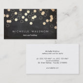 金ゴールド紙吹雪ブラックメイクアップアーティスト 名刺 (正面/裏面)