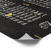 金ゴールド紙吹雪ブラックレザー結婚のシーティングチャート ポスター (角)