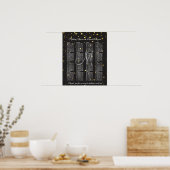 金ゴールド紙吹雪ブラックレザー結婚のシーティングチャート ポスター (キッチン)