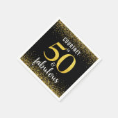 金ゴールド紙吹雪ブラック名前をカスタムする50と素晴らしい スタンダードカクテルナプキン (角)