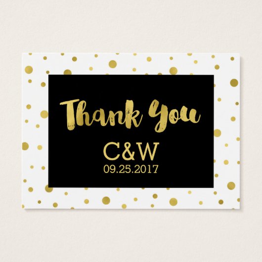 金ゴールド紙吹雪ブラック結婚式の引き出物ラベル (裏面)