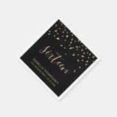 金ゴールド紙吹雪ブラック16thバースデーパーティー スタンダードカクテルナプキン (角)