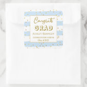 金ゴールド紙吹雪ブルーストライプズ卒業広場 スクエアシール (バッグ)