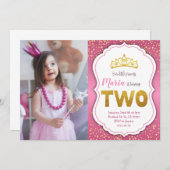 金ゴールド紙吹雪プリンセス第2誕生日招待状  招待状 (正面/裏面)