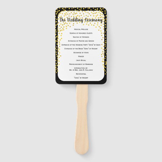 金ゴールド紙吹雪プログラムフカスタムァンの色が黒に表示 ハンドファン (正面)