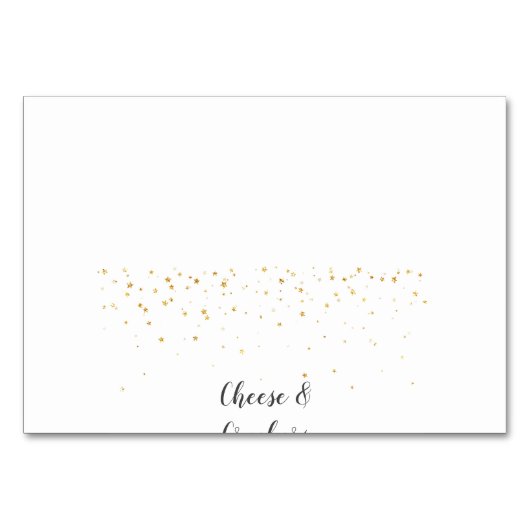 金ゴールド紙吹雪ベビーシャワーバッフェ食品ラベル テーブルナンバー (正面)