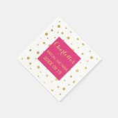 金ゴールド紙吹雪ホットピンクブライダルシャワー スタンダードカクテルナプキン (角)