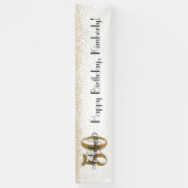 金ゴールド紙吹雪ホワイト50と素晴らしいハッピーバースデー 横断幕 (縦)