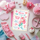 金ゴールド紙吹雪マーメイドシー誕生日招待状 招待状